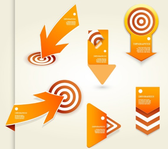 Creative Orange Arrow and Target Set Vector