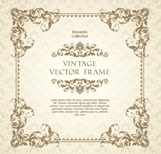 Romantic Vintage Floral Frame Template Vector