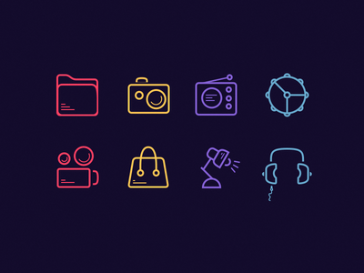 30 Colorful Line Icons Sketch