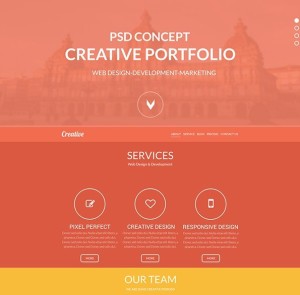 Creative Flat One Page Web Template PSD