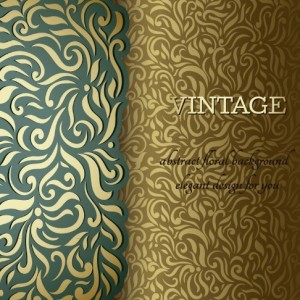 Vintage Green & Yellow Floral Background Vector