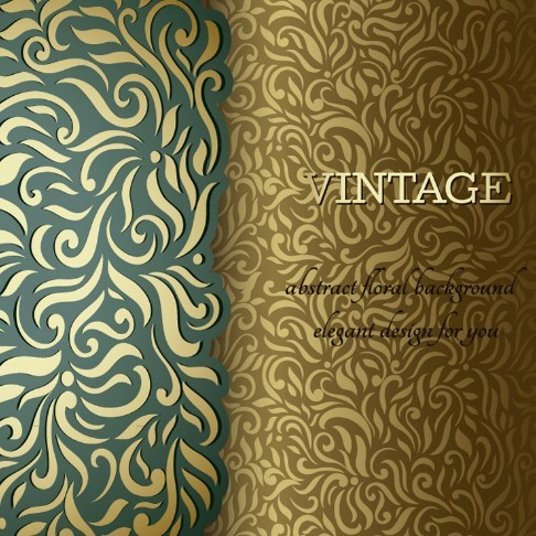 Vintage Green & Yellow Floral Background Vector