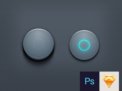 Dark Round Button Template (PSD+SKETCH)