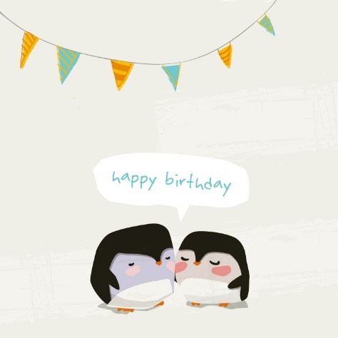Cartoon Penguins Happy Birthday Background Vector
