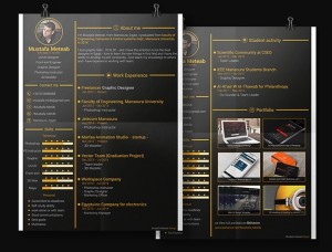 Dark Gold Resume & CV Template PSD