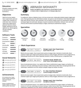 Minimal Resume CV Template Vector