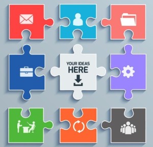 Colorful Puzzle Icon Set Vector