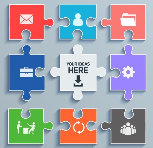 Colorful Puzzle Icon Set Vector