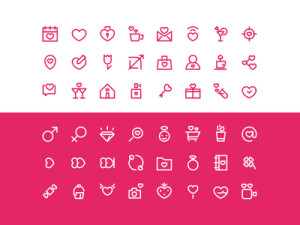 Valentine's Day Outline Icon Set Vector