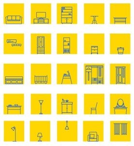 IKEA Furniture Icon Set Vector