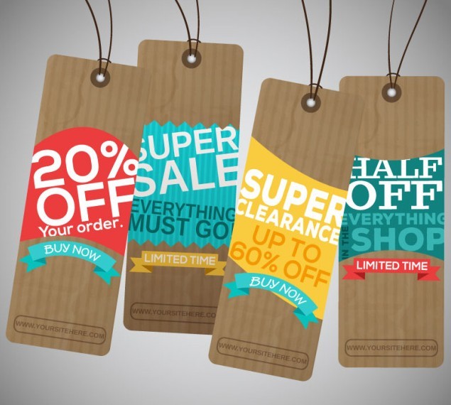 Corrugated Paper Retail Discount Labels Vector