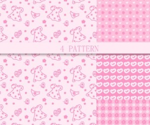 4 Cute Pink Patterns Vector