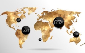 Golden Polygon World Map Vector