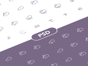 42 Weather Line Icons PSD