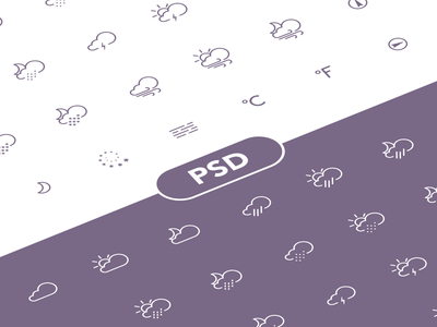 42 Weather Line Icons PSD