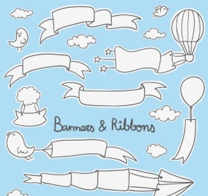 White Cartoon Banners & Ribbons Vector