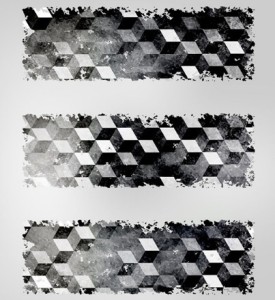 3D Grey Cubes Banner Set Vector