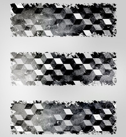 3D Grey Cubes Banner Set Vector