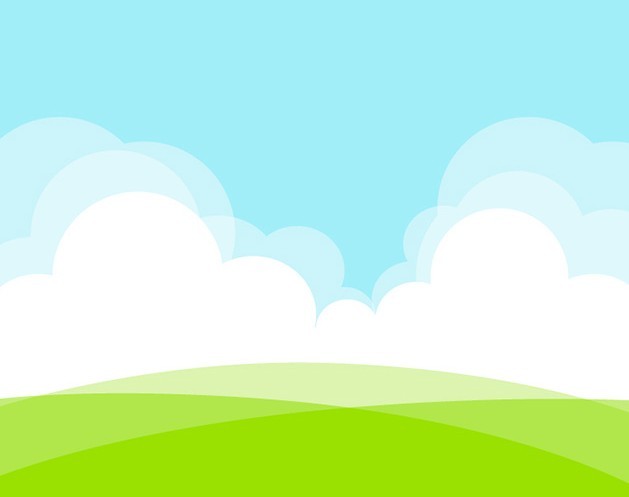 Grassland White Clouds Vector Illustration