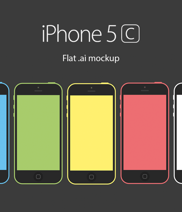 Flat iPhone 5C Mockups Vector