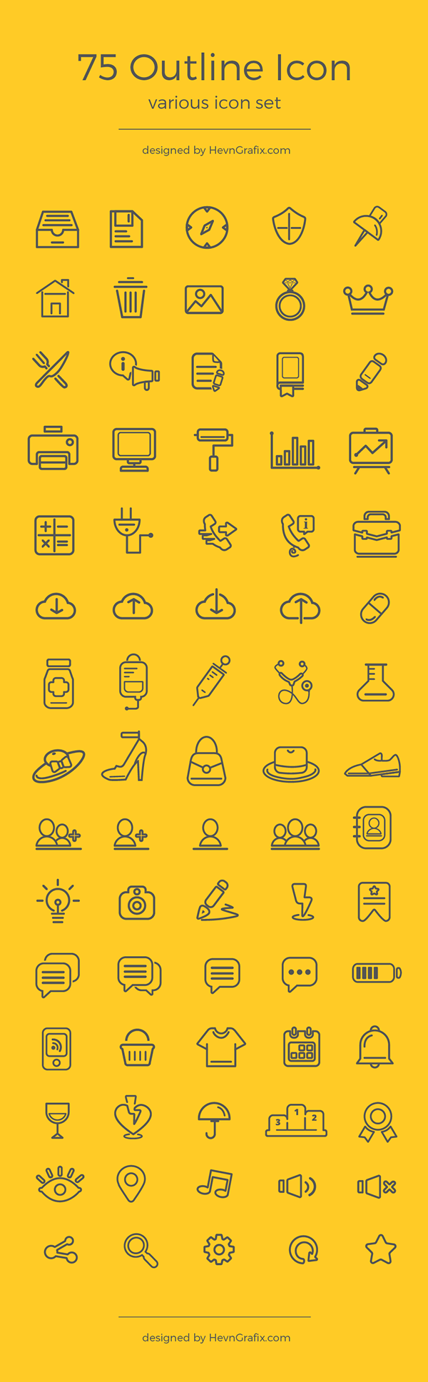 75 Outline Icon Set