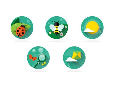 5 Circular Spring Icons PSD