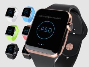 6 Colors Apple Watch Mockups PSD