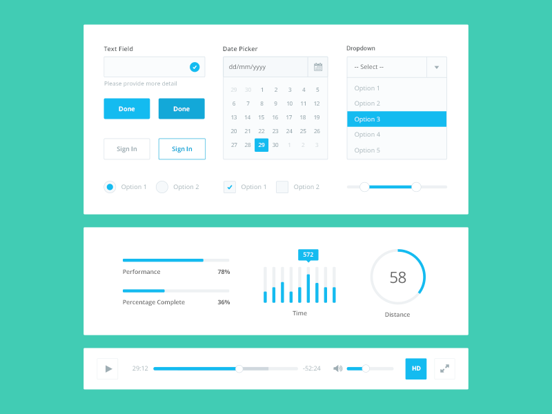 Minimal Clean Flat UI Kit PSD
