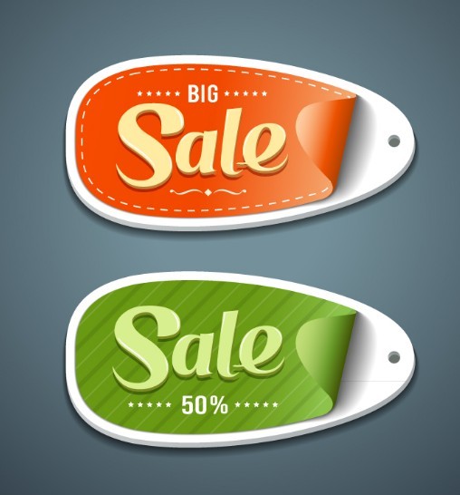 2 Creative 3D Discount Labels Vector