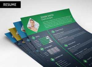 3 Color Resume CV Template PSD