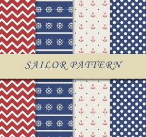 4 Sailor Patterns Vector