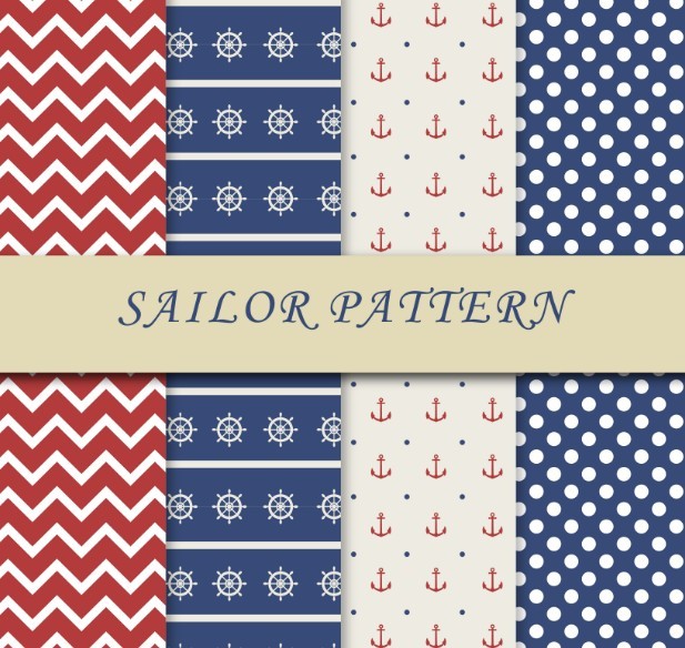4 Sailor Patterns Vector
