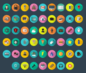 52 Colorful Flat Icons Vector