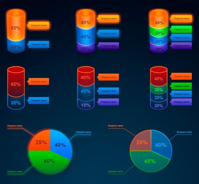 4 Infographic Element Sets PSD