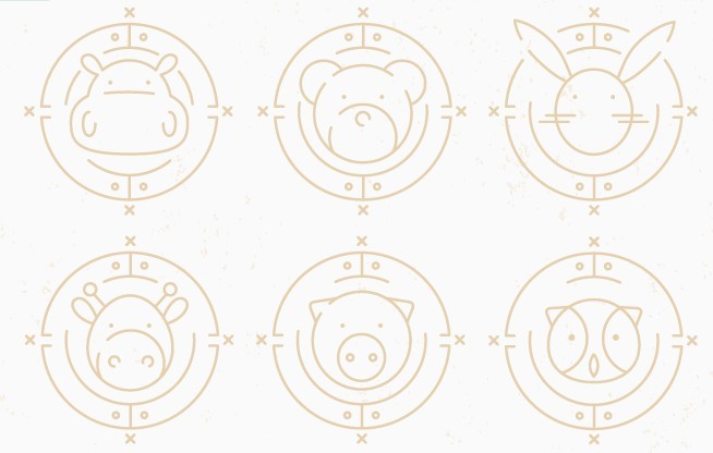 Circular Animal Icons Vector