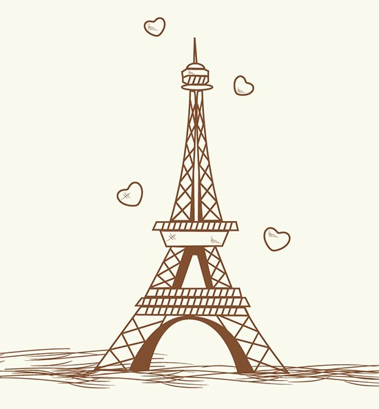 Hand Drawn Eiffel Tower Paris Vector
