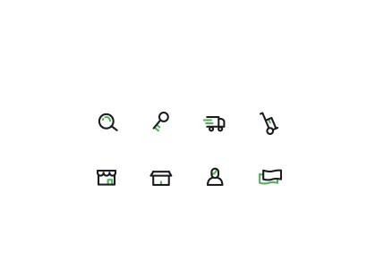 8 Minimalist E-commerce Icons Vector