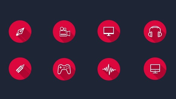 8 Flat Long Shadow Circle Icons