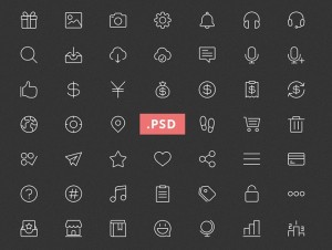 49 Thin Line Icons PSD