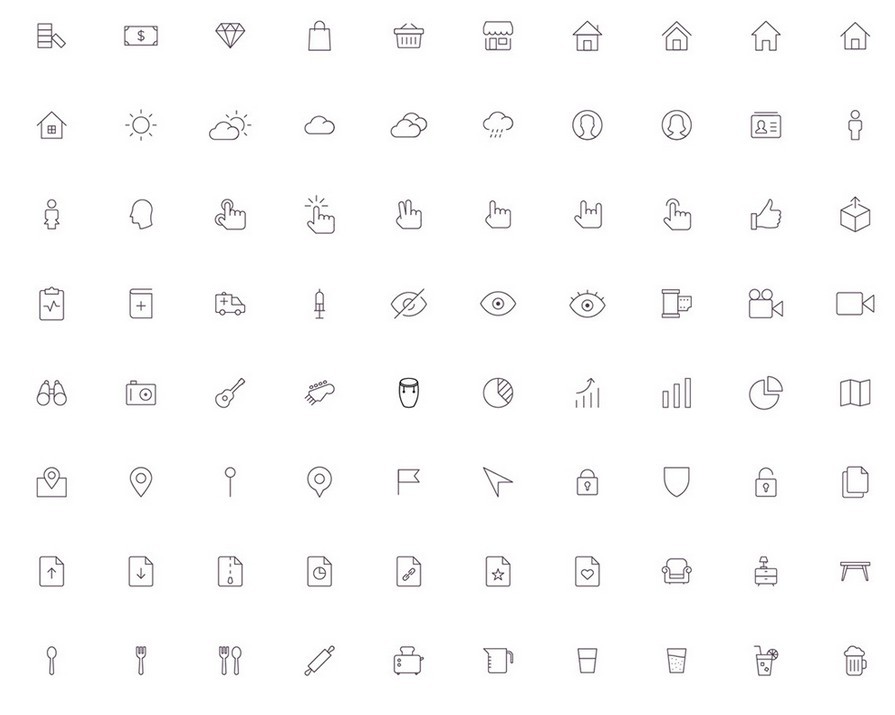 200 Nano Line Icons Vector