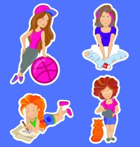 Girl Stickers Vector