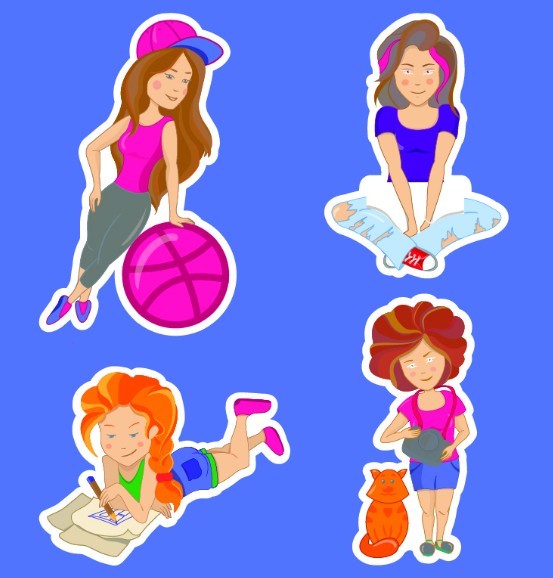 Girl Stickers Vector