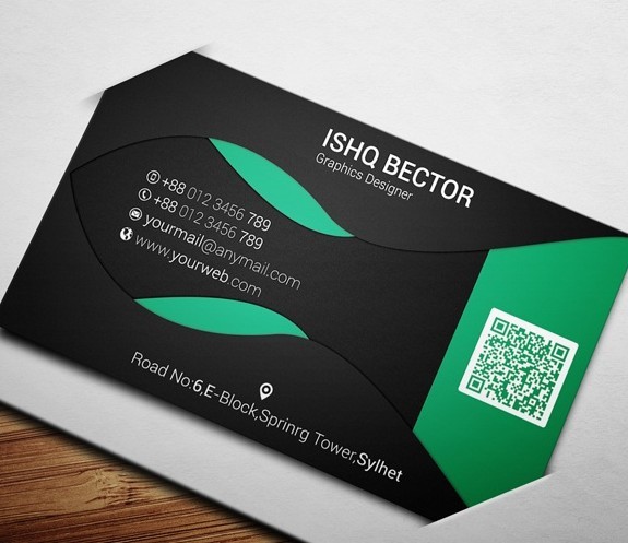Black & Green ECO Business Card Template PSD