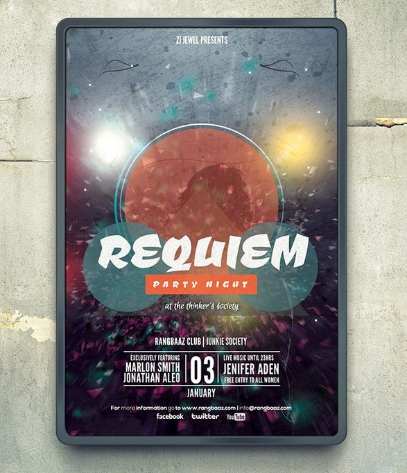 REQUIEM Party Flyer Mockup PSD