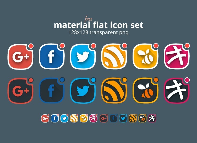 6 Flat Social Media Icons