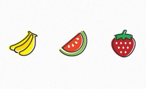 3 Fruit Icons Vector