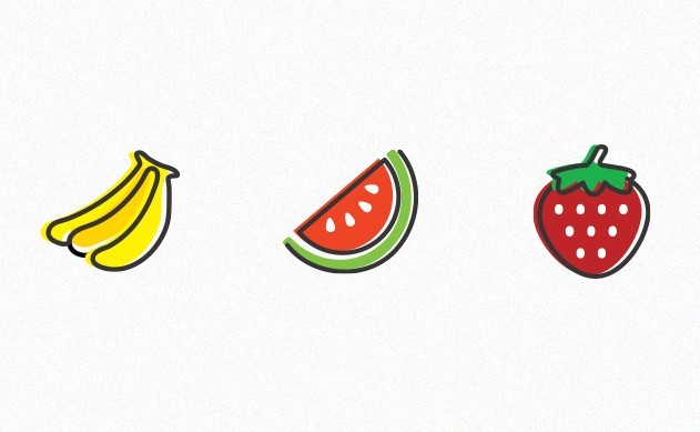 3 Fruit Icons Vector
