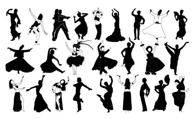 Dancer Silhouette Set Vector