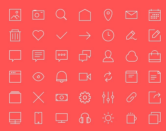 42 Line UI Icons PSD