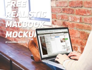 Realistic Macbook Travel Mockup PSD